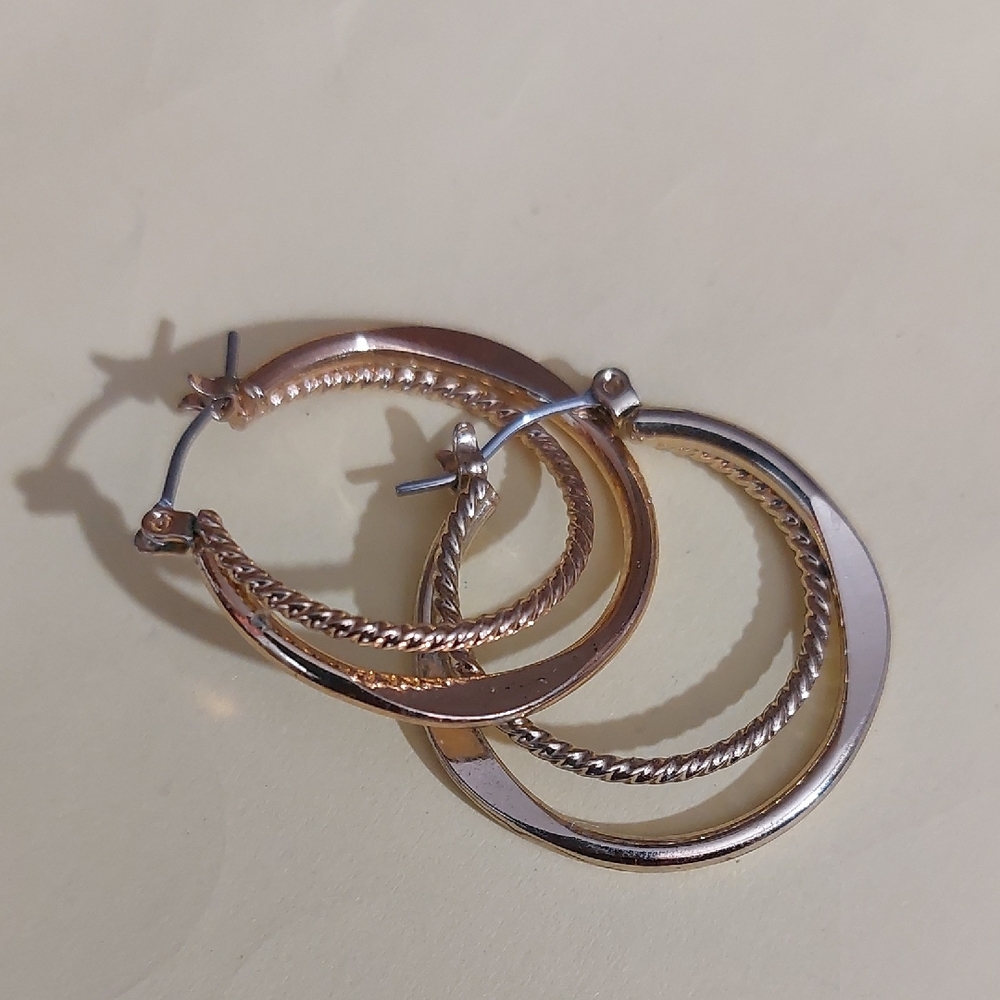 Multitextured Gold Tone Hoop Earrings